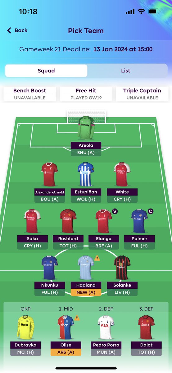 _MGreenaway's tweet photo. @FPL_Bateman Thoughts? Debating whether to stick with Nkunku &amp; Rashford or take them out and go for Maddison &amp; Toney.. https://t.co/8ZNW1Rgqqg