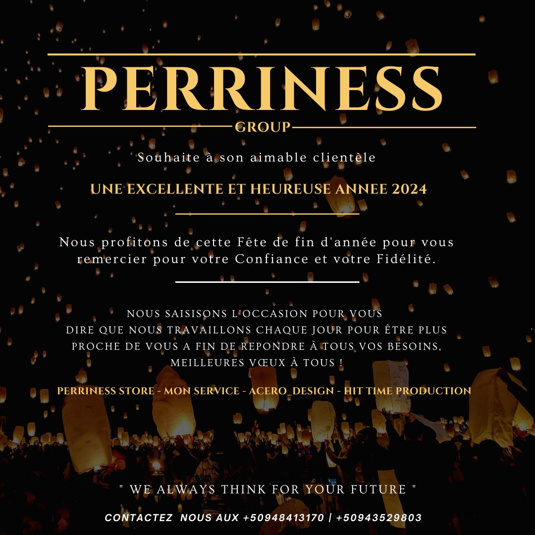 AngeloPerrin's tweet image. #PERRINESS #GROUP vous souhaite une Excellente et Heureuse Année 2024.
@monservice_HT
#PerrinessSTORE #Arizonemotivation #PerrinessGroup 
#HappyNewYear #felizañonuevo2024 #bonneannee2024 #2024challenge