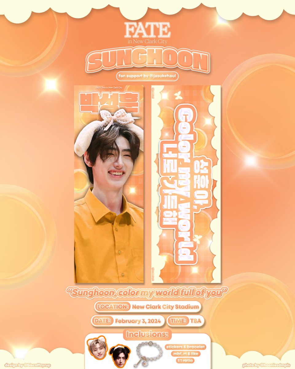 jasukehaul's tweet photo. ⊹ ࣪ ˖୨୧ Sunghoon, color my world full of you ✴️

#SUNGHOON fan support by @jasukehaul

❀ mbf, like, rt (will go priv on d-day)
❀ 1:1 ratio
    ⊹ ࣪ ˖ hand banner
    ⊹ ࣪ ˖ bracelet &amp; stickers (limited qty) 
❀ time &amp; loc tba

photo: @hooniesdimpls

#FATE_IN_NEWCLARKCITY #성훈 https://t.co/RFkwYGFIfu