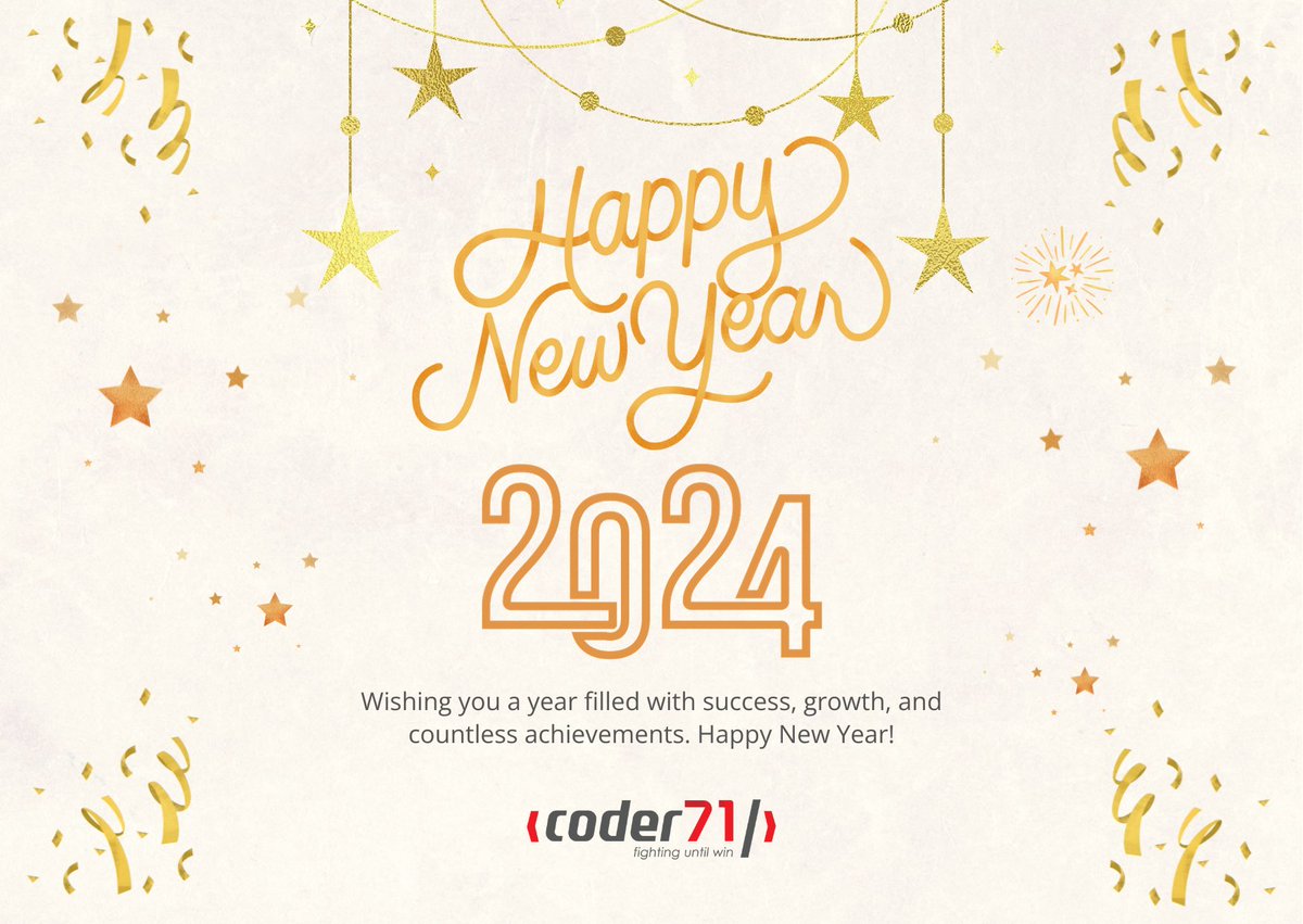 Coder71Ltd's tweet image. Happy New Year 2024!

Wishing you a year filled with success, growth, and countless achievements.