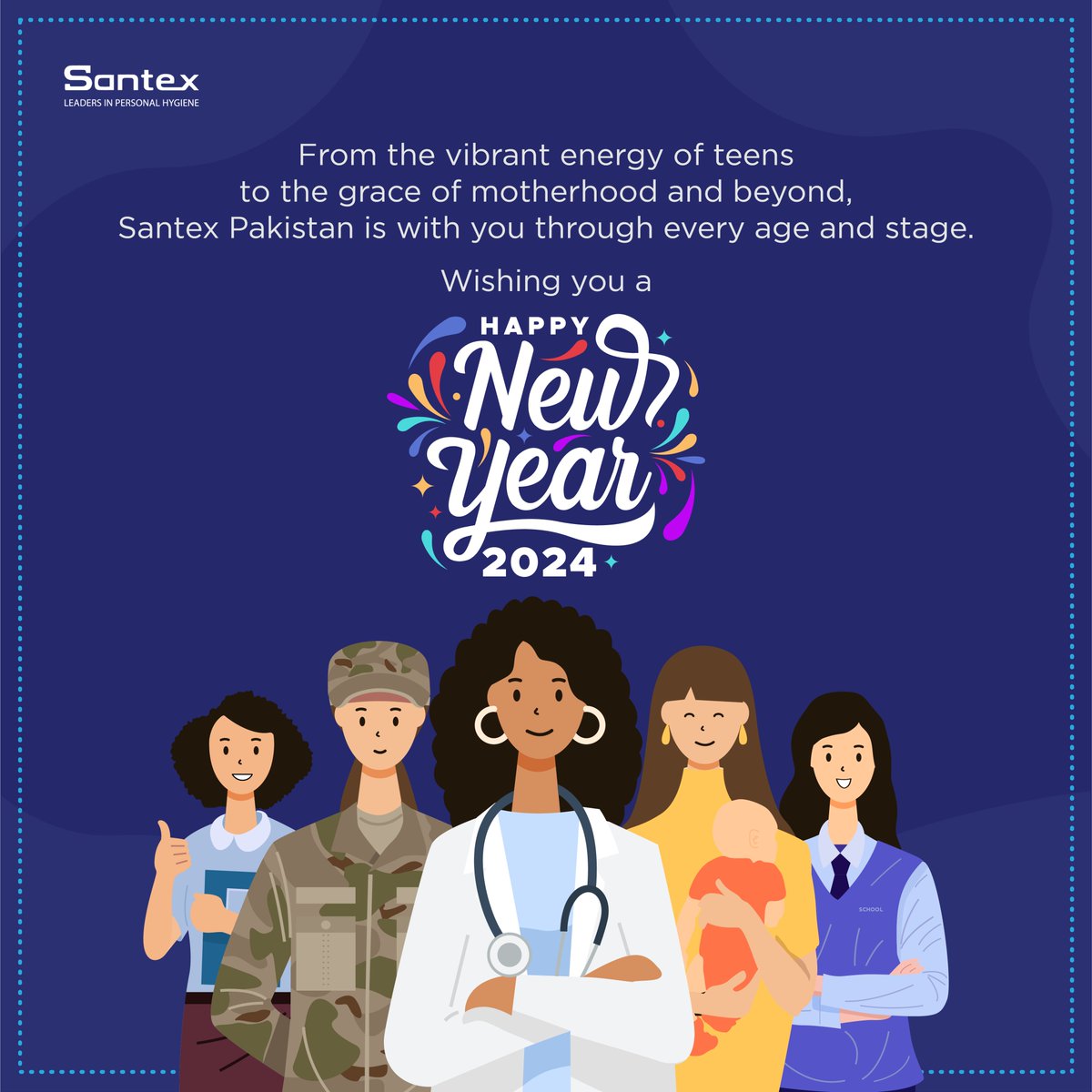 Cheers to the strength, resilience, and beauty of every woman.  Santex Pakistan is here to celebrate you at every phase of life. 

Wishing you a Happy New Year filled with health and happiness. 🎉

 #santex #NewYear2024