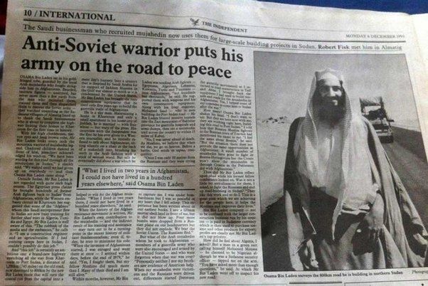 A picture of Osama Bin Laden in The Independent Newspaper. This publication was released on 6 December 1993 in the United Kingdom.