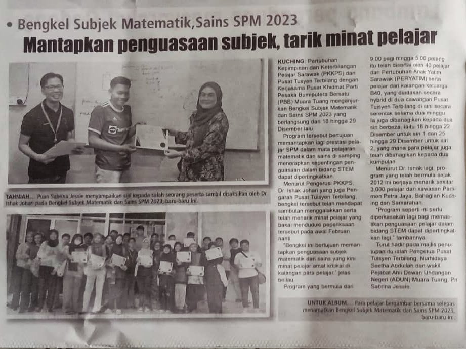 PTTerbilang's tweet photo. Memperkasa budaya STEM dalam kalangan pelajar SPM 2023 -Utusan Sarawak - https://t.co/d0V1ljdZkD
