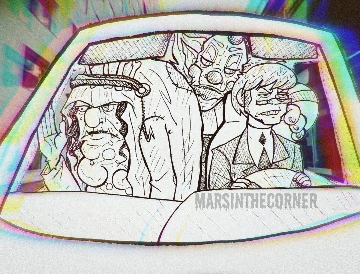 MarsintheCorner's tweet photo. 🤣 I dunno what Mad Mod did to get involved with Moreau and Slim, but he seems to be questioning the life choices that led to this! LMAO #myart #salvatoremoreau #ResidentEvilVillage #madmod #killerklownsfromouterspace #teentitans #slim #kkfos #kkfosslim #killerklowwnslim https://t.co/CPVeu96akH