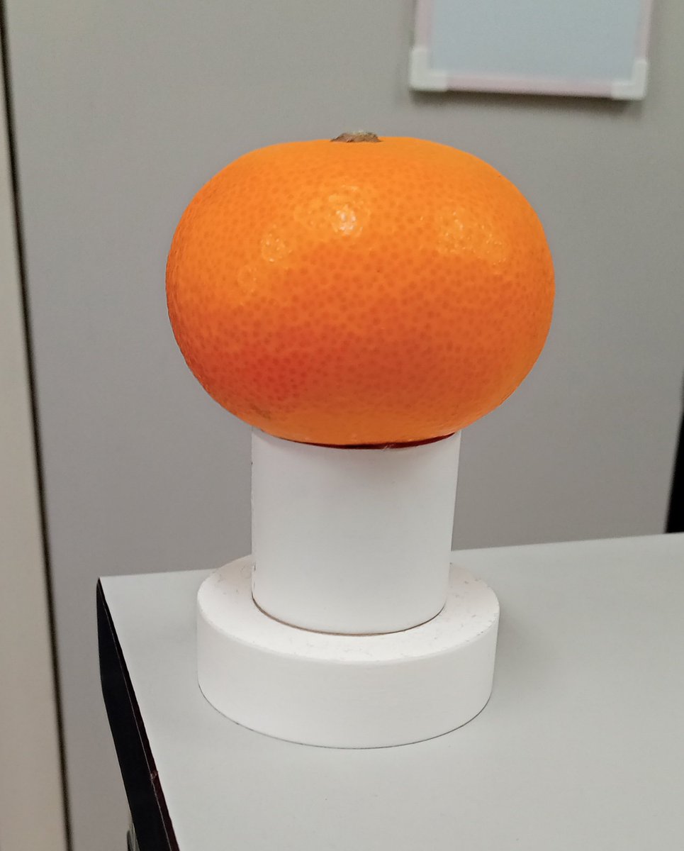 kintaikyoudream's tweet photo. 仕事始。正月らしさが足りなかったのでマステ２本と頂き物のみかんで鏡餅にしてみた。もう疲れてるらしい。 https://t.co/PD9jQI9Ida