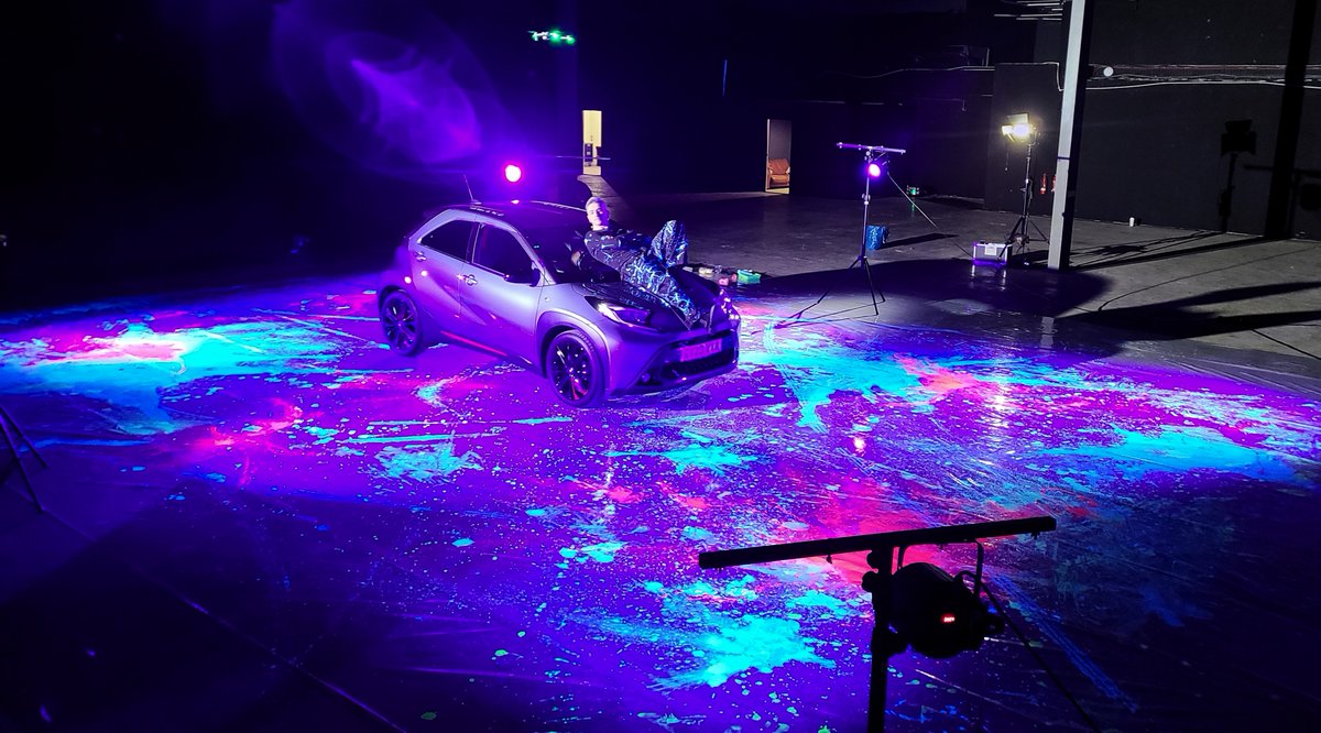 Hope you get to achieve and prosper in whatever it is you love this year!

In 2023 I was very grateful to be hired to paint this huge black light mess for (REDACTED BRAND) car commercial - what an amazing experience that was !

#Blacklight #blacklightart #blacklightpainting