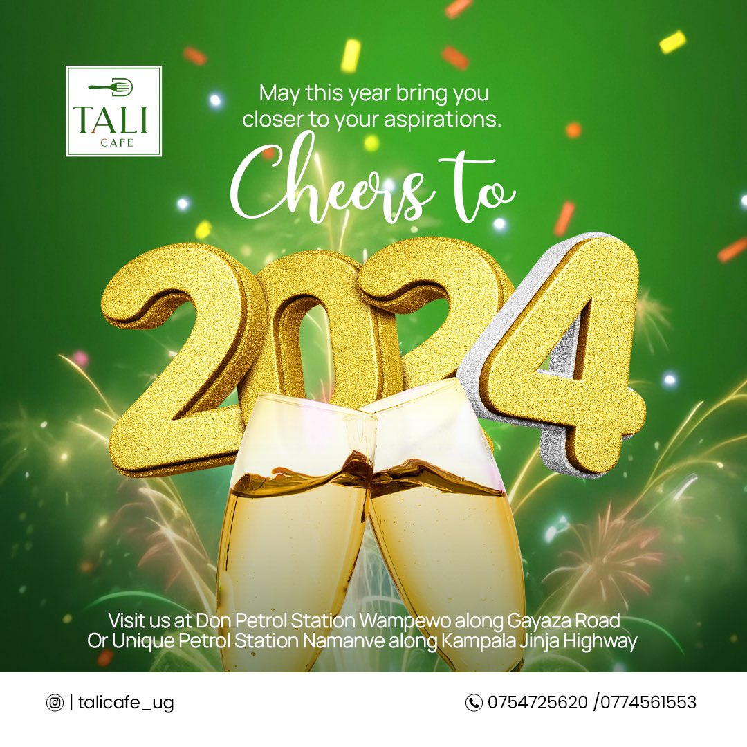 HAPPY NEW YEAR 🎊🎈 

The biggest reason to stay up until midnight on December 31 is to make sure 2023 leaves. Cheers to 2024 being a keeper and she comes bearing gifts🥳🥳 Happy New Year. 

Join us as we celebrate the festive season with offers covering food and pastries.