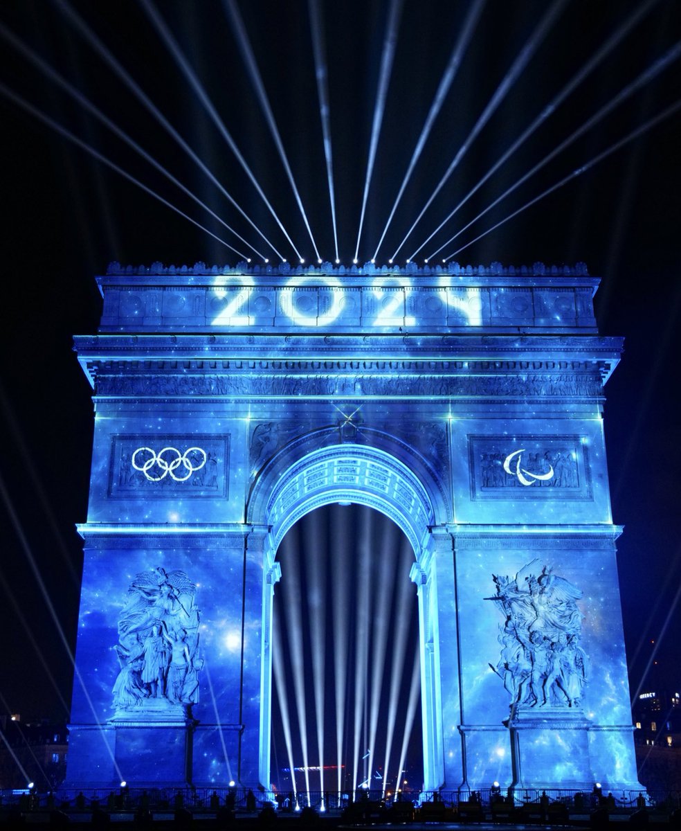 Paris2024's tweet photo. 207 days to go until the #Paris2024 Olympics. 
240 days to go until the #Paris2024 Paralympics.

We can’t wait 🎉 #HappyNewYear https://t.co/ekvp6D9HkE