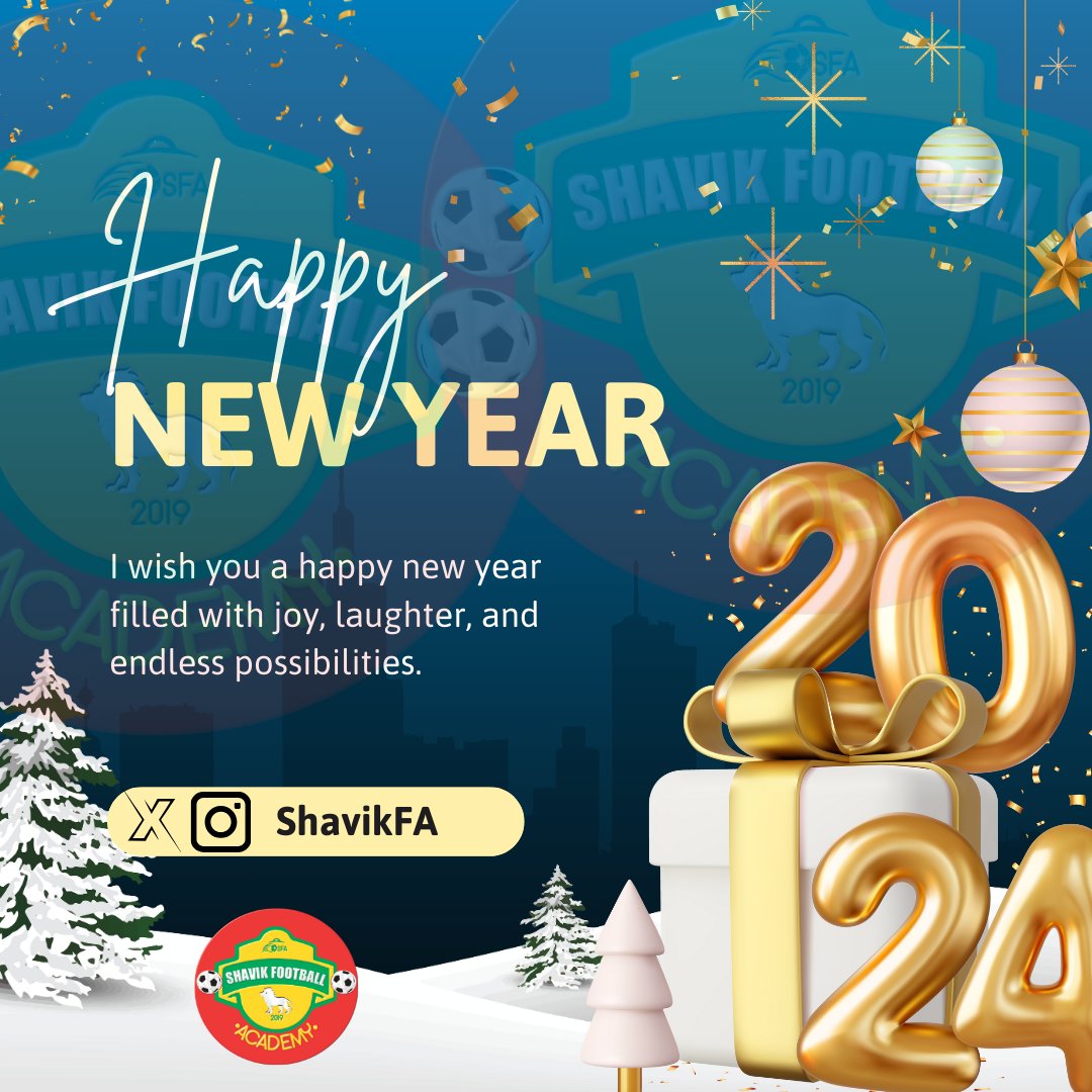 May your heart be light, your days be bright, and your year be just right!

Happy new year!!! 🎉🎊✨

#ShavikFA 
#happynewyear 
#happynewyear2024wishes 
#Shaviklions 
#shavikcubs
AFCON
#HappyNewYear 
#HappyNewYear2024