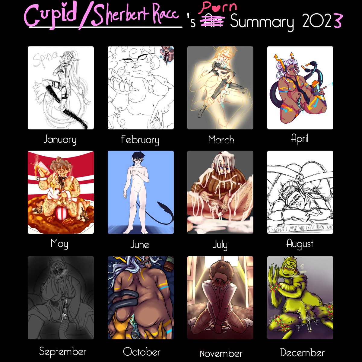 sinsofthesherb's tweet photo. My raunchy little year in review <3 https://t.co/0HfbI6Q6Ja