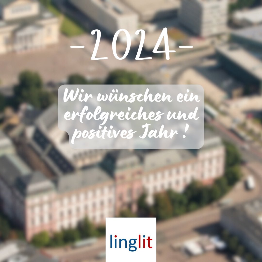 linglitTUDA (@linglittuda) on Twitter photo Das #Linglit-Team wünscht allen Studierenden, Mitarbeitenden sowie Lehrenden ein gesundes, erfolgreiches und glückliches neues #Jahr2024! 🎉🍾
Mögen all eure Wünsche und Hoffnungen in Erfüllung gehen und das neue Kalenderjahr ein besonders erfolgreiches werden! 🍀
#tudarmstadt Das #Linglit-Team wünscht allen Studierenden, Mitarbeitenden sowie Lehrenden ein gesundes, erfolgreiches und glückliches neues #Jahr2024! 🎉🍾
Mögen all eure Wünsche und Hoffnungen in Erfüllung gehen und das neue Kalenderjahr ein besonders erfolgreiches werden! 🍀
#tudarmstadt