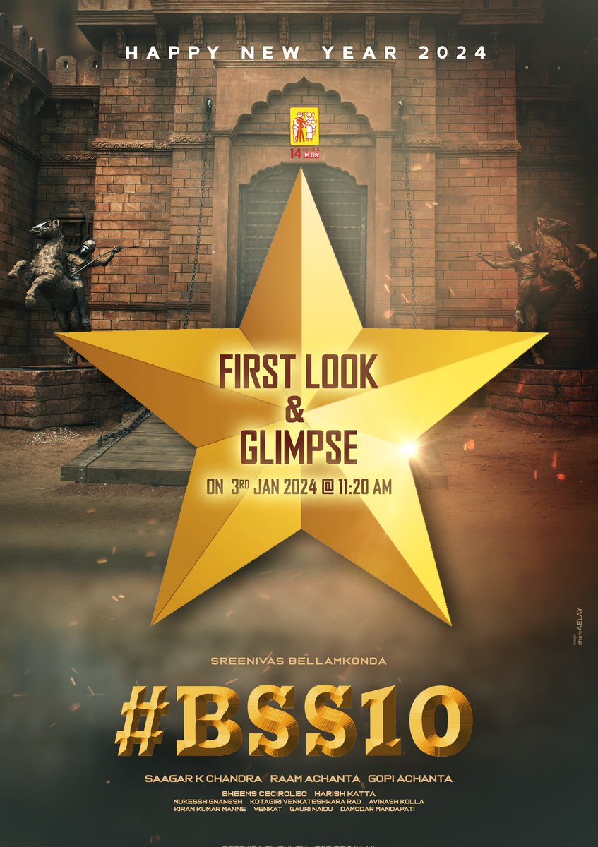 Saagar K Chandra (@saagar_chandrak) on Twitter photo Happy New Year 2024 ❤🔥
Let's have an action packed beginning to this year 💥💥
#BSS10 title and glimpse on January 3rd at 11.20 AM 🔥
<a href="/BSaiSreenivas/">Bellamkonda Sreenivas</a> <a href="/RaamAchanta/">raam achanta</a> #GopiAchanta <a href="/14ReelsPlus/">14 Reels Plus</a> Happy New Year 2024 ❤🔥
Let's have an action packed beginning to this year 💥💥
#BSS10 title and glimpse on January 3rd at 11.20 AM 🔥
<a href="/BSaiSreenivas/">Bellamkonda Sreenivas</a> <a href="/RaamAchanta/">raam achanta</a> #GopiAchanta <a href="/14ReelsPlus/">14 Reels Plus</a>