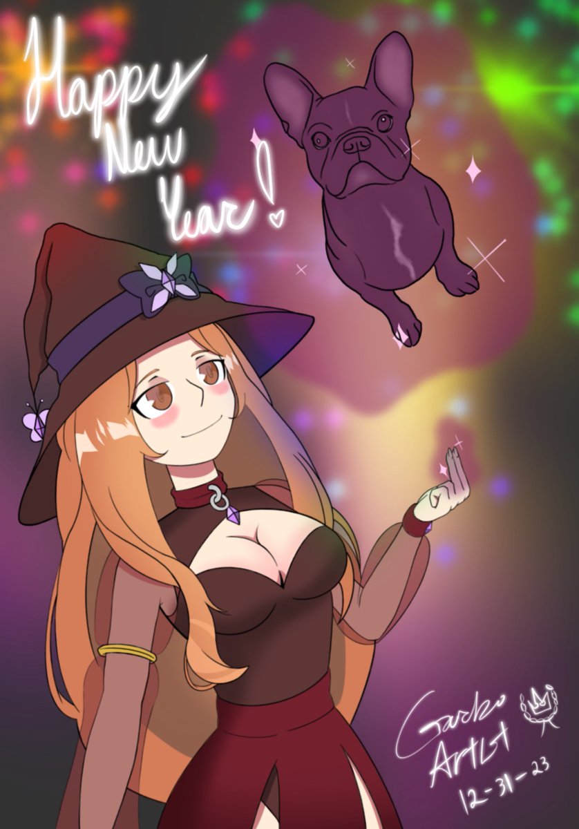 GarboArtist's tweet photo. Happy New Year from @badm00n_ @LucifurTheDog and myself! I hope to see you all more as I return to streaming and filming content this year with Moon and @BigChumps HAVE A GOOD NIGHT AND BE SAFE! #HappyNewYear #HappyNewYear2024 #Welcome2024 #ENVtubers https://t.co/e3UyLNXEqY