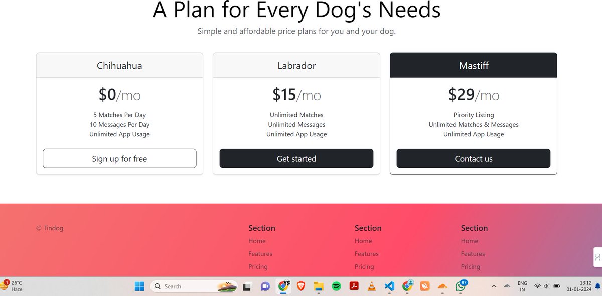 YuvrajShandily4's tweet photo. Today,i created a project using Html,css and Bootstrap that is Tindog
that is tinder for dog๐
thanks to @yu_angela for the great course on udemy.
https://t.co/HpM2BNnP0p
#webdevelopment #webdeveloper #programming #Coding #Udemy #CodeNewbie #100DaysOfCode #DevCommunity #FrontEn https://t.co/vfvZnCOad2
