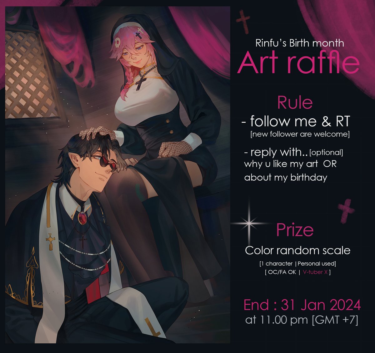 Rinfu1325's tweet photo. 🎉Rinfu ART RAFFLE 🎂
เมื่อปีวนมาอีกครั้งง มาเปิดในโอกาสเดือนเกิดเราปีนี้ค่าา~  

❤️Follow me [new follower are welcome]
❤️RT  
🎁Reply this tweet 🎁 [optional]

✨End 31 Jan 2024✨

 Thank you for joining 💕good luck☺️ https://t.co/MYDRXGMaFt