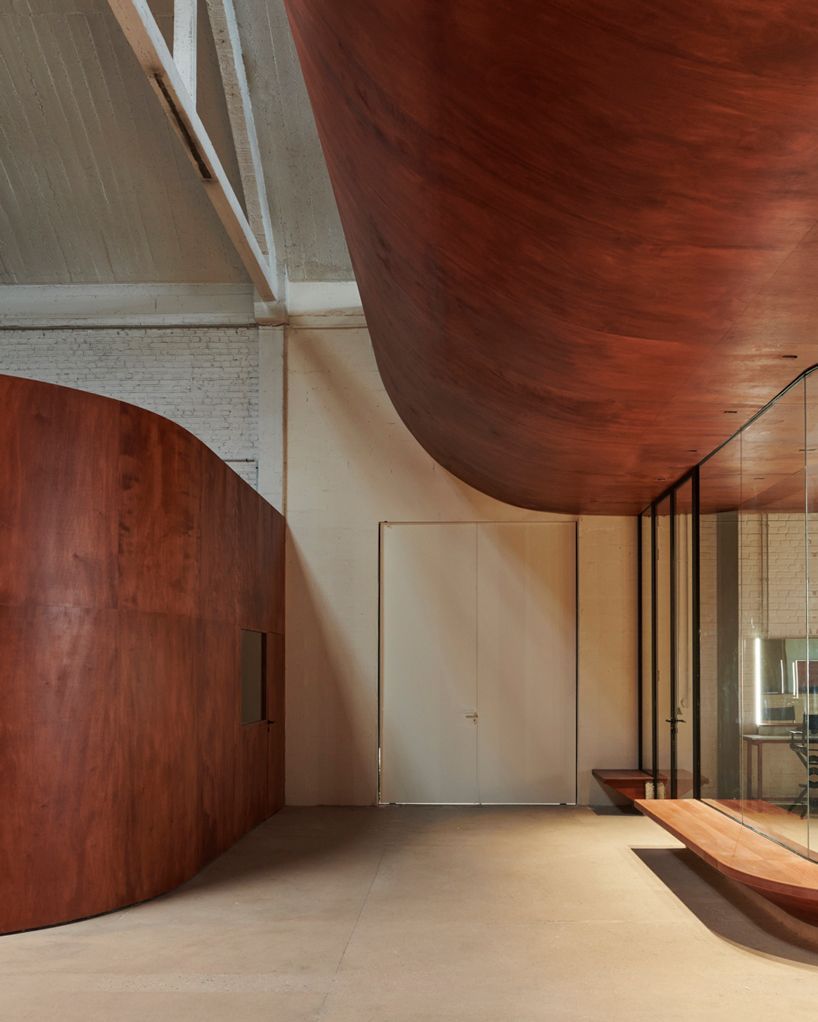 designboom's tweet image. delordinaire imbues #redwood curves &amp;amp; raw earth #bricks into @RouchonParis' production studio