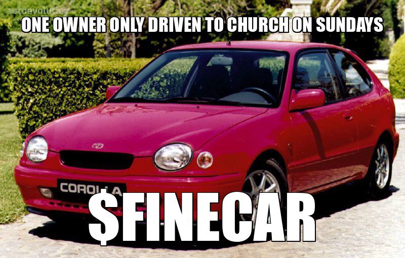 1999corollaSOL's tweet photo. And it was a sweet little old lady, premium fuel only. #FINECAR #BARNFIND #USEDCAR https://t.co/BvmDQKkkoK
