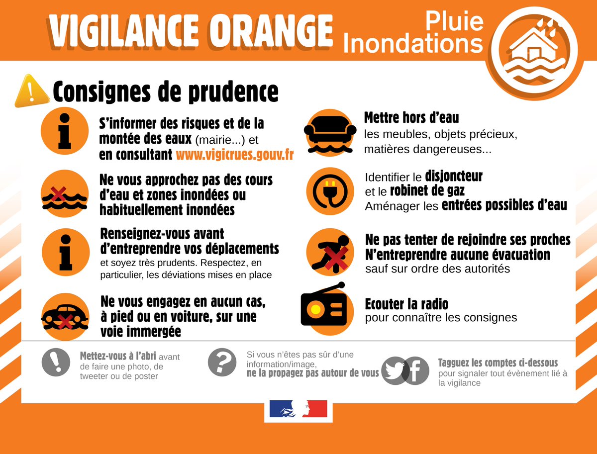 Vigilance météo |⚠️
Le #Morbihan est placé en #vigilance orange (niveau 3/4) pour risque de #pluie inondations et jaune #vent violent à/c de 22h ce lundi 1er janvier 2024 et jusqu'à demain 14h.
vigilance.meteofrance.fr/fr/morbihan