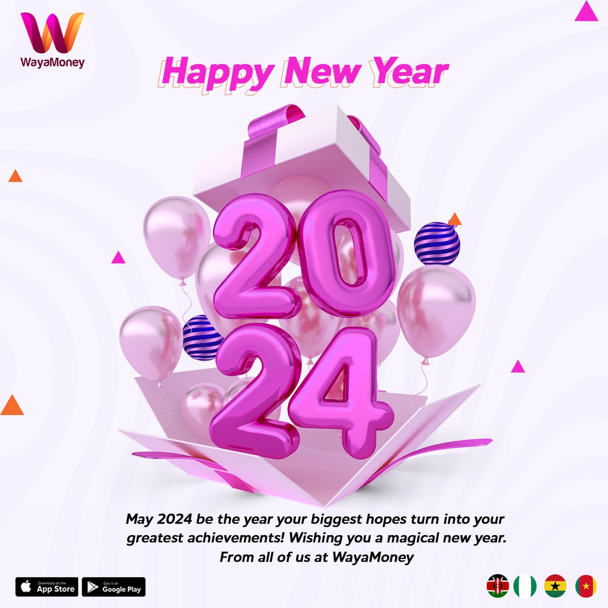 The countdown is over, 2024 has arrived! 2024 is another fresh chance to dream big, soar high, and make it happen! Sending you new year joy.

From all of us at WayaMoney, we wish you a Happy New Year! 🥳🎊💥

#WayaMoney #Newyear #happynew2024 #happynewyear2024