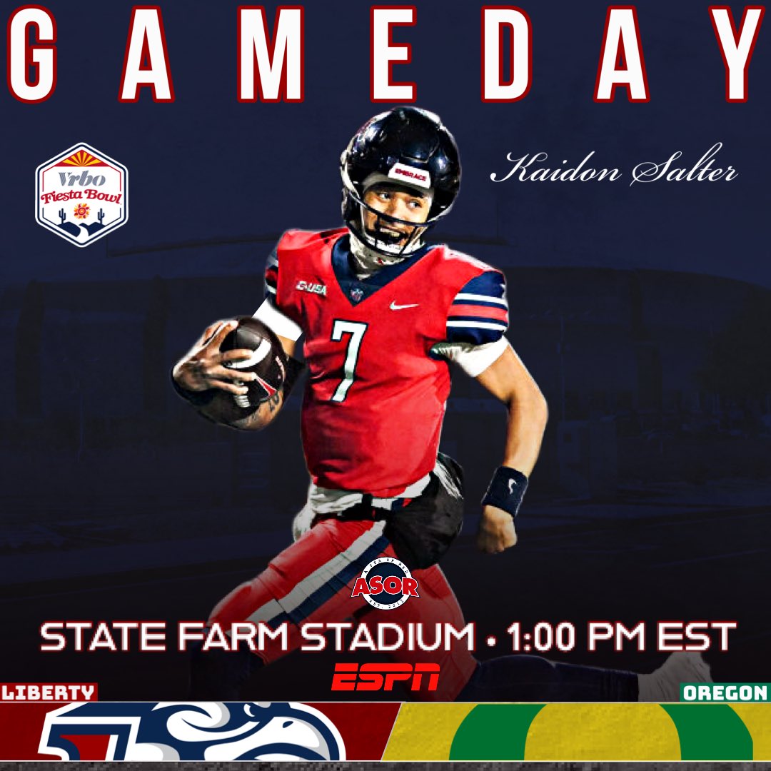ASeaofRed's tweet image. It’s GAMEDAY‼️

Your #23 Liberty Flames are facing the #8 Oregon Ducks in the Fiesta Bowl! 

#BeatOregon | #Fanem🔥 | #FiestaBowl