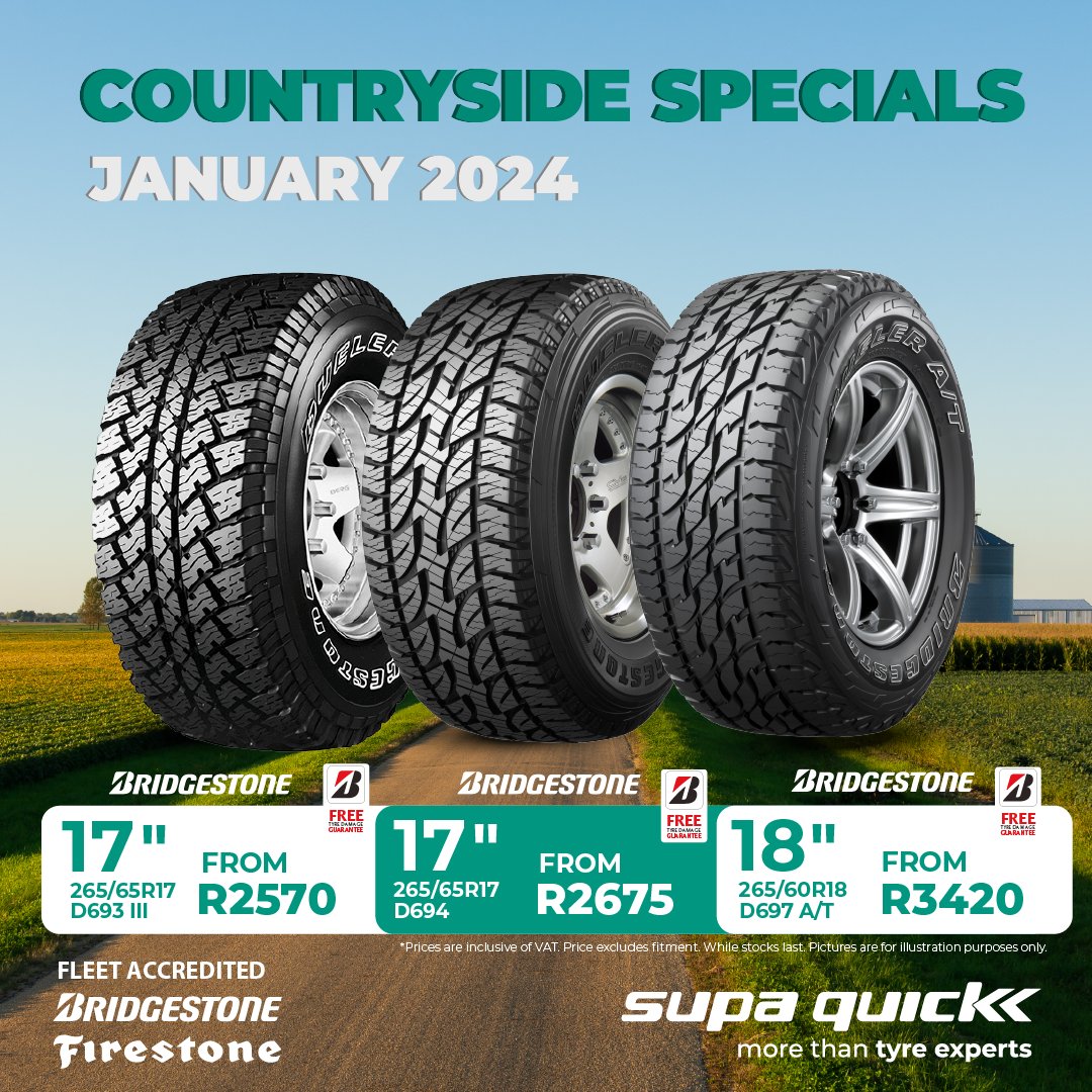 SupaQuickTyres's tweet photo. New year, new tyres! Drive into 2024 with Supa Quick's Countryside tyre specials for January are tailored for your great outdoor adventures. Get a quote: https://t.co/izWLOf98gs T&Cs Apply. #ThinkSupaQuick #FreeTyreDamageGuarantee https://t.co/Z8aJ55t7mi