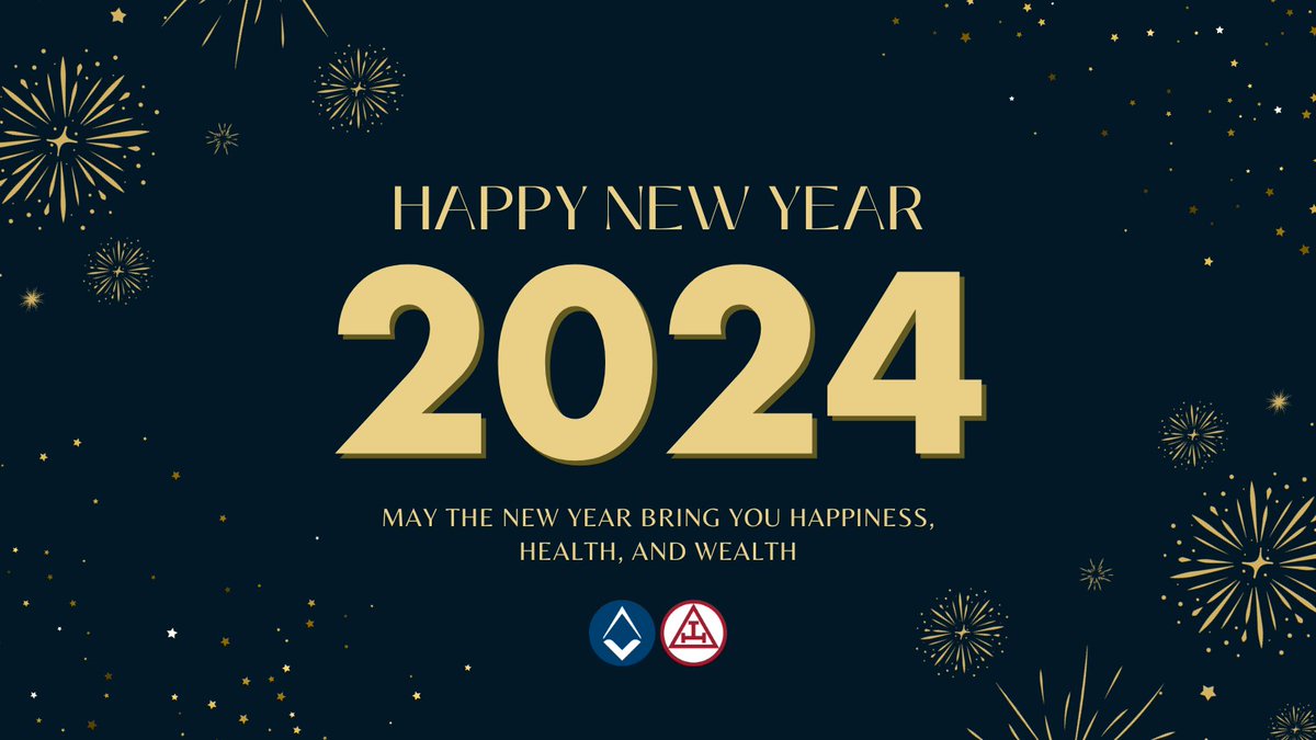 UGLE_GrandLodge's tweet photo. Happy New Year! 🥳

Here’s to new beginnings and making the world better for 2024 and beyond 🎇

When is your first meeting of the year? Let us know in the comments!

#Freemasons #NewYear https://t.co/9K38ehGZwD