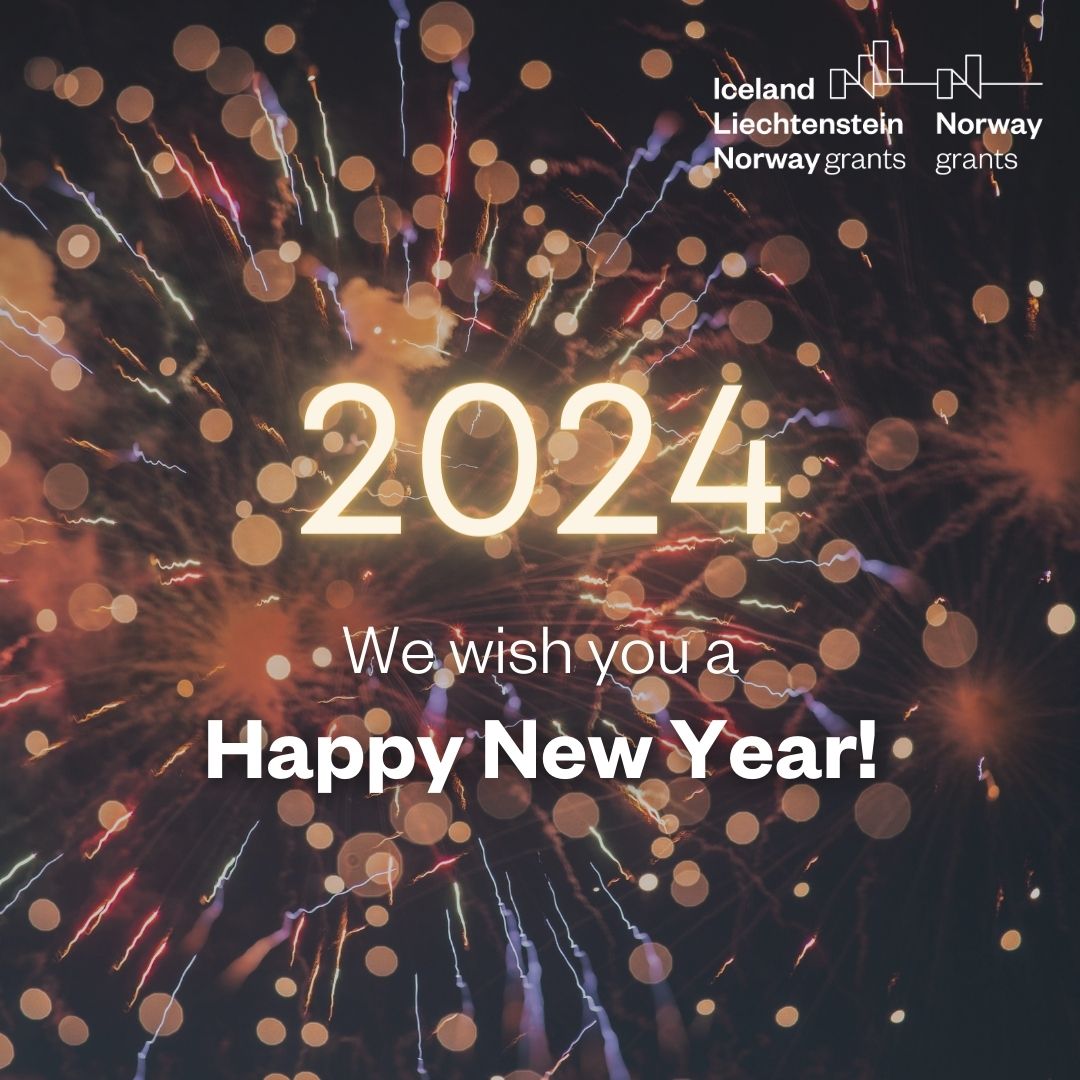 With best wishes for #2024! 🎇 We at the #EEANorwayGrants hope you have a Happy New Year. 🌟 Let's keep up the great work in making a green, inclusive and competitive #Europe in the new year. 💚 💙 ❤️