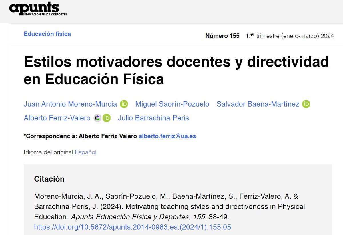 ¿Existe relación entre la intervención docente y la percepción de la directividad del estudiante? ¿Puede un estilo motivador mejorar la implicación en clase? Aquí algunas claves. revista-apunts.com/estilos-motiva… <a href="/GVA_Cefire/">Formació, Innovació i Recursos per al Professorat</a> <a href="/GVAeducacio/">GVA Educació</a> <a href="/COLEF_CV/">COLEF CV</a> <a href="/CEFIREambitAE/">Àmbit Artisticoexpressiu</a>