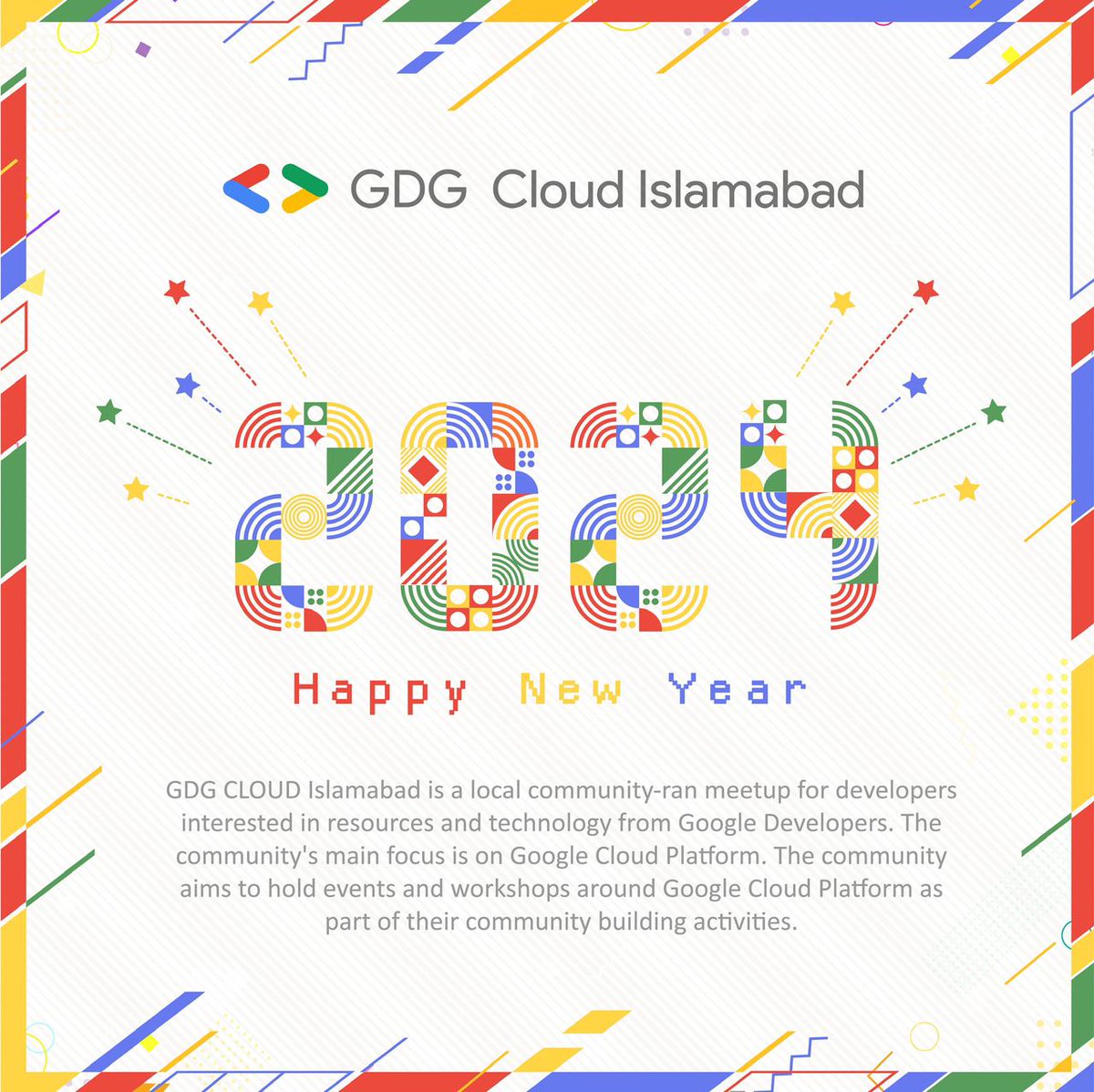 🎉 Wishing everyone a prosperous and cloud-filled New Year from Google Developers Group CLOUD Islamabad! May this year bring new opportunities, innovation, and success to all. Cheers to an exciting journey ahead! 🌟✨ 

#HappyNewYear #GoogleDevelopers #CloudComputing #Islamabad