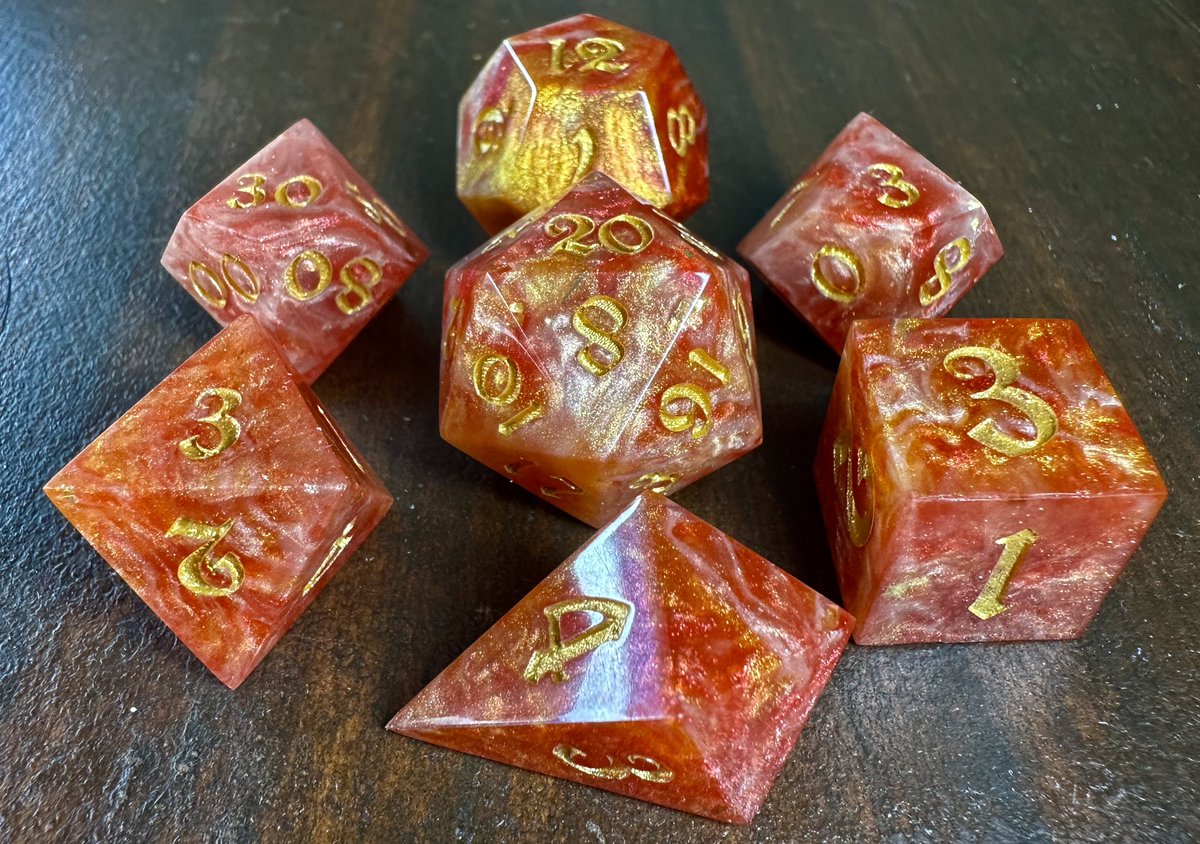 CarleySteichen's tweet photo. ✨New Year✨New Dice Giveaway!✨

These are an Elegant Fireball set of dice awarded to one lucky winner.

Giveaway ends 1/7/24 at 1159pm PST

How to enter:
🔥Follow me
🔥Like &amp; Retweet this post
🔥Extra Entry: Comment a goal for 2024 (small or big)

#dice #dicegiveaway #ttrpg https://t.co/c87gXABd0V
