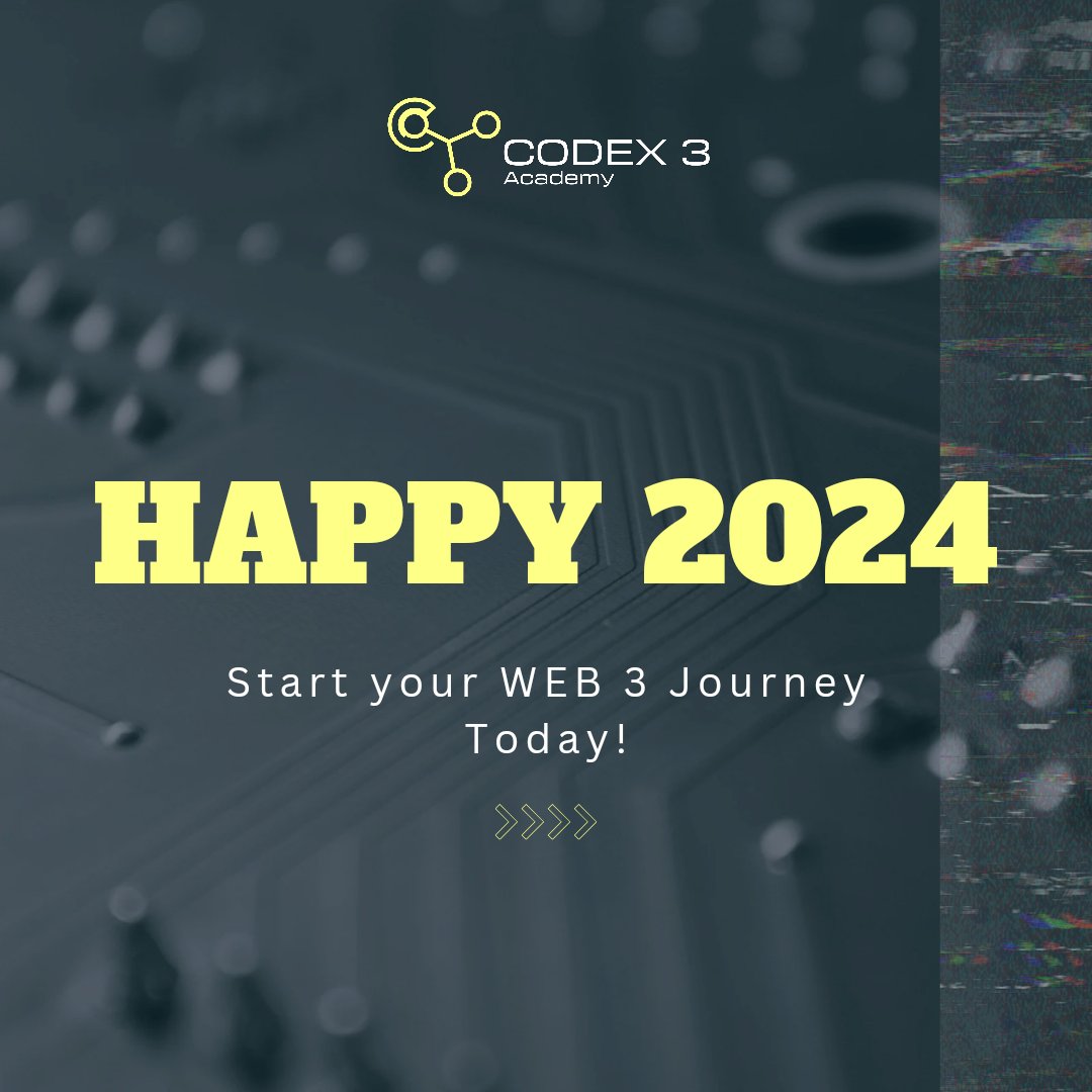 🎉 **Happy 2024, Innovators! 🚀**

Cheers to a year of growth and innovation! 🌟 Ready to make 2024 YOUR year of learning and possibilities? 🚀 Explore blockchain with us at CODEX3 Academy. 🌐 Enroll now and be part of a future you help shape! 🌈✨ #NewYearNewSkills