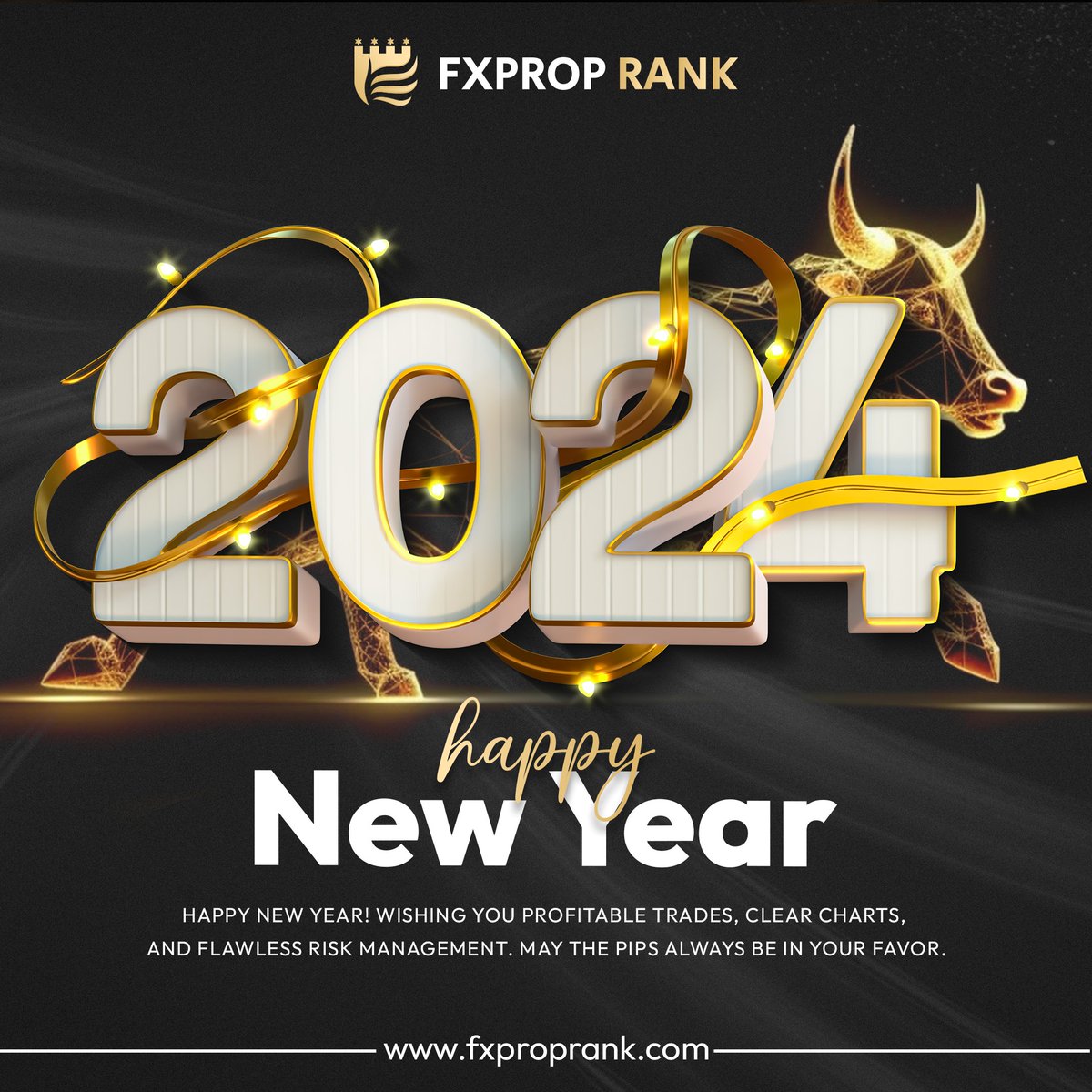 Cheers to a successful 2024, traders! 🥂✨ Wishing you profits and prosperity from FX Prop Rank. 
Happy New Year! 🎉
#NewYearSuccess #Trading #Welcome2024 #ForexTraders