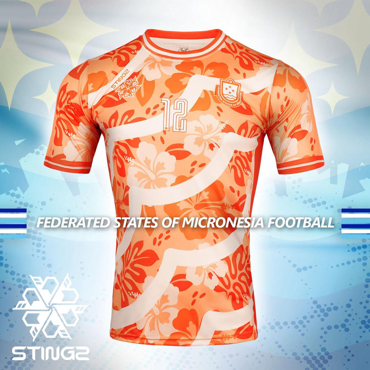 StingzProwear's tweet photo. Unveiled: 

In 2023, the Federated States of Micronesia Football Association (“FSM”) held its first ever futsal competition in Pohnpei funded largely from shirt sales after Stingz™️ custom designed and supplied kits for Yap, Chuuk, Kosrae and Pohnpei that sold across the world with all profits going towards flying the players to the event.

This year, we are taking our support for FSM to the next level, and are proud to unveil the official 2024 GK/Third playing jersey in the new year!

The new GK/Third jersey comes in a tonal coral and orange colourway. Featuring a crew neck construction, the jersey adopts a negative space design approach with angled hoops in a wave design with bold floral overlay, a nod to the Pacific sunset and tropical flora.

Best of luck in the coming year and we look forward to seeing the men and women of the Federated States of Micronesia participating in their first international fixtures shortly.

Available to purchase on pre order form 04.01.2024