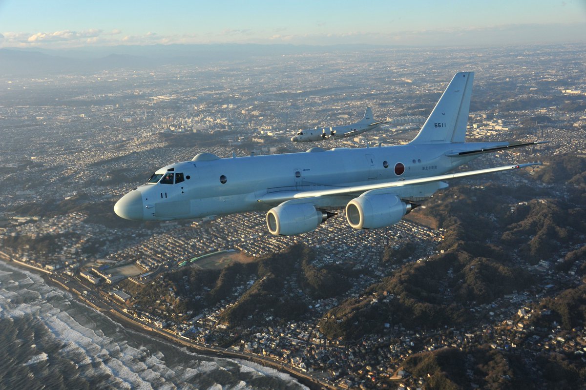 JMSDF_PAO's tweet photo. １月１日午後４時１０分頃、石川県能登地方を震源とする最大震度７の地震を受けて、#海上自衛隊 のP-1（厚木）、P-3C（八戸）、SH-60K（舞鶴）が離陸し、上空からの被害情報収集を実施中です。
#地震 #被害情報
（写真はイメージです。） https://t.co/t7ZFlkyECy