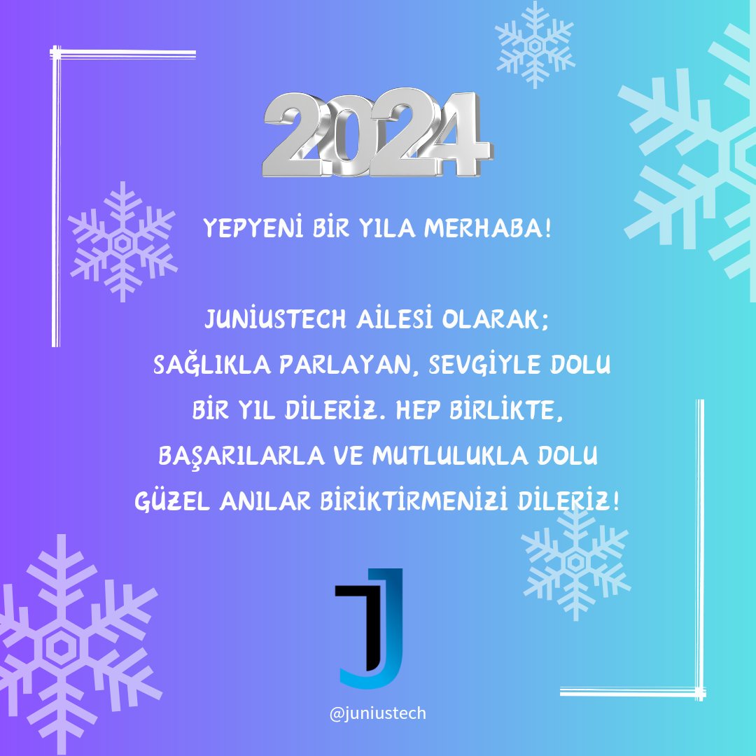 juniustech's tweet photo. 🌈 Yepyeni bir yıla merhaba! Sağlıkla parlayan, sevgiyle dolu bir yıl dileriz. Hep birlikte, başarılarla ve mutlulukla dolu güzel anılar biriktirmeniz dileğiyle! 🎊🌟#juniustech #neeyear #monday #YeniYıl #Mutluluk #Başarılar https://t.co/XmcfIM7TSv