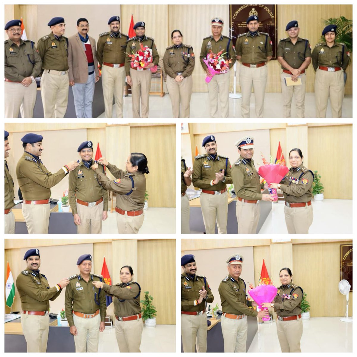 CP_Noida's tweet photo. .@CP_Noida द्वारा हरीश चंदर(IPS) को पुलिस उपमहानिरीक्षक व रामबदन सिंह(IPS) को सेलेक्शन ग्रेड पर प्रोन्नति मिलने पर रैंक प्रतीक लगाकर बधाई दी व उनके उज्जवल भविष्य की कामना करते हुए नववर्ष की शुभकामनाएं दी। 
इस दौरान पुलिस कमिश्नरेट गौतमबुद्धनगर के वरिष्ठ पुलिस अधिकारी उपस्थित रहे। https://t.co/JkpHfwVLHP