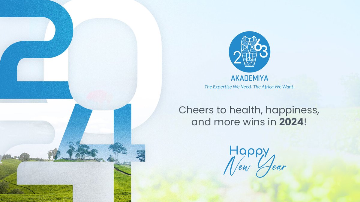 AKADEMIYA2063's tweet photo. Happy New Year to all our partners &amp; friends!

@AKADEMIYA2063 is poised for a highly productive year to pursue its mission of supporting @_AfricanUnion Member States to achieve the key goals of Agenda 2063 toward transforming national economies.

Cheers to a fantastic 2024! https://t.co/d2rPvAYuqD