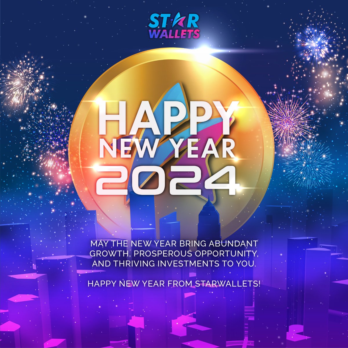 StarWallets's tweet photo. 🎉 𝗛𝗮𝗽𝗽𝘆 𝗡𝗲𝘄 𝗬𝗲𝗮𝗿 𝟮𝟬𝟮𝟰!! 🎊

Wishing you and your loved ones a year filled with joy, prosperity, and love. Happy New Year! 🥂🎆

 #HappyNewYear2024 #StarWallets #BNB4NextBull #WeMintYouEarn #DeFiStaking https://t.co/5KYTiuWqUt