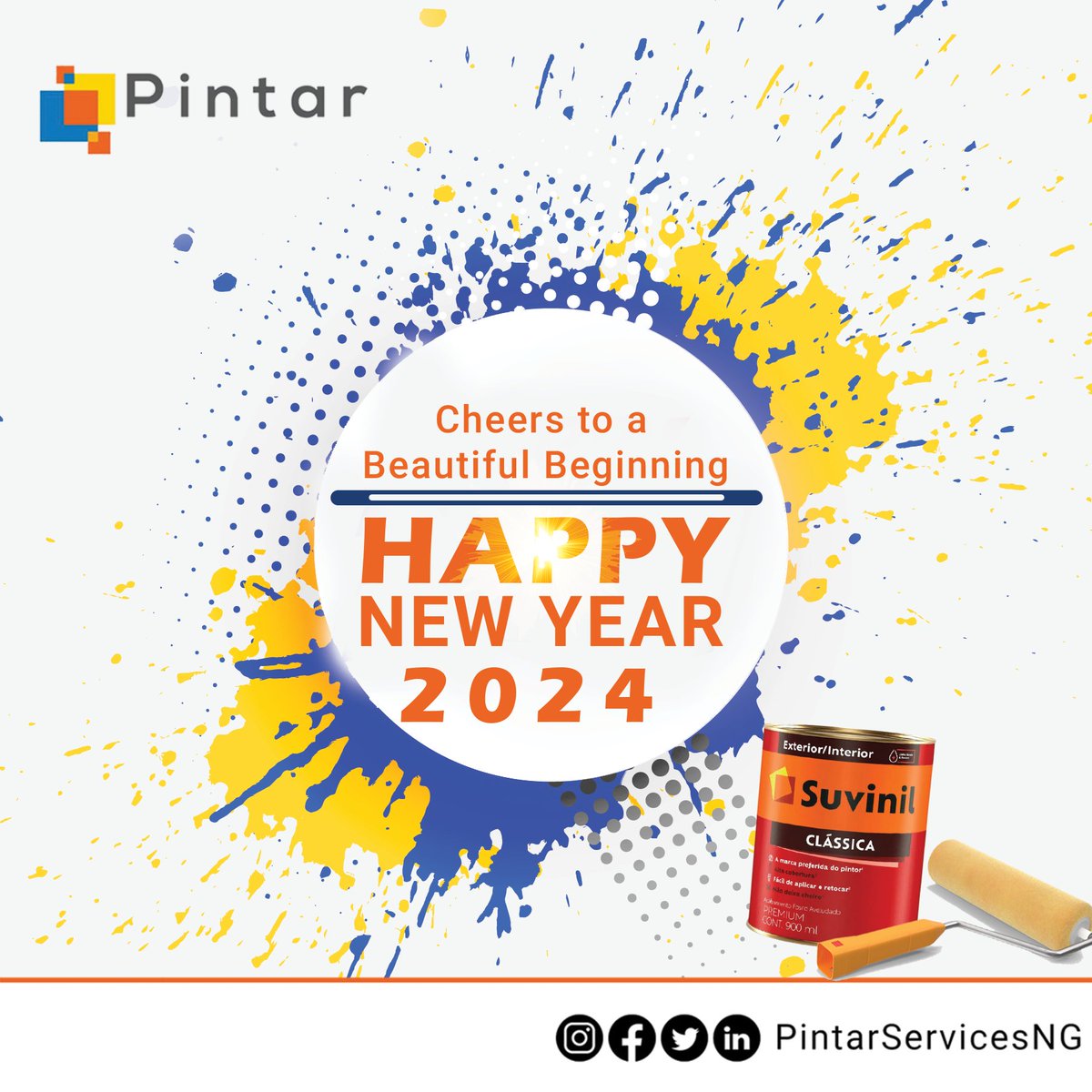 pintar_services's tweet photo. Happy new year 2024! Let's paint this year with beautiful colours, create stunning masterpieces together and bringing new life to your walls.

#newyear #January2024 #happynewyear #paint #paintstore #paintshop #NewBeginning #Suvinil https://t.co/jevtdEKdXM