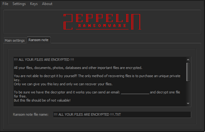 Zeppelin2 Ransomware Builder Tool