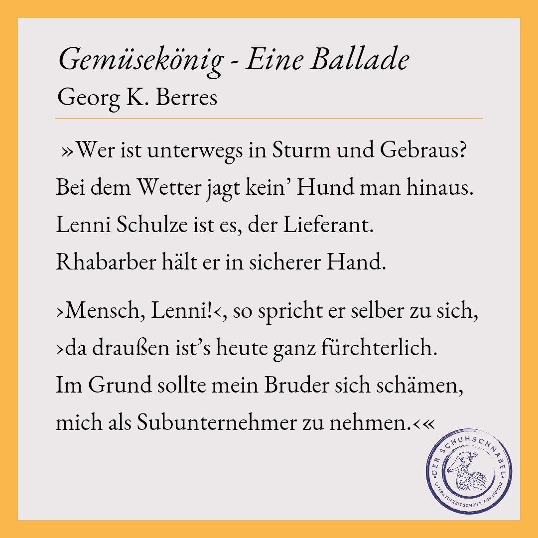 DSchuhschnabel's tweet photo. Wir starten gesund ins neue Jahr (dieses Jahr klappt's ganz bestimmt). 

Falls ihr das auch machen wollt, dann liefert euch Georg K. Berres in seiner Ballade »Gemüsekönig« die passenden Vitamine https://t.co/hj3QhtetzY