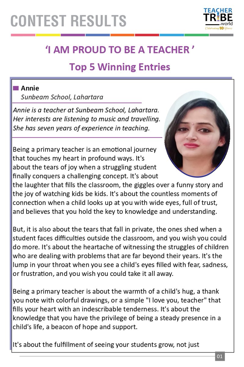 Knowthetribe's tweet photo. What makes you proud to be a teacher?
The winners of TeacherTribe's 'I Am Proud To Be A Teacher' Contest have expressed their thoughts! Read on to know more!
#proudtobeateacher #teachers #education #knowledgetribe https://t.co/6EvhwtVdsR