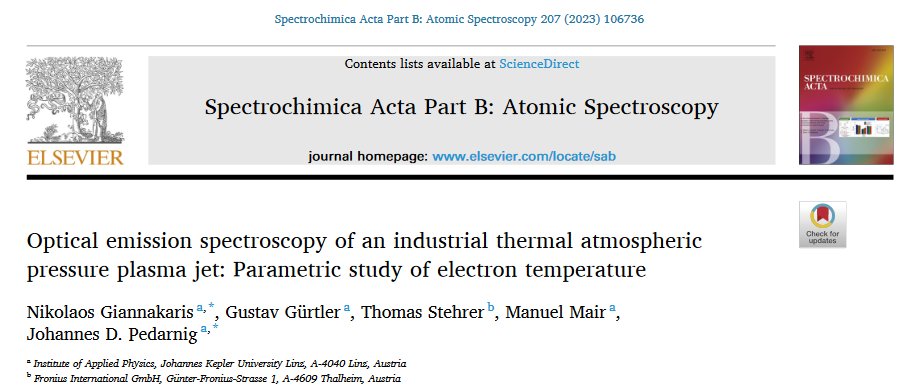 jkulinz's tweet photo. #ResearchAlert💡 #JKU Institute of Applied Physics and Fronius International GmbH reveal improved method for precise measurements of plasma parameters, including temperature (Te), in an Argon-based atmospheric pressure plasma jet. 👉 https://t.co/1gUYGUpFOf https://t.co/1r3EmzlprK