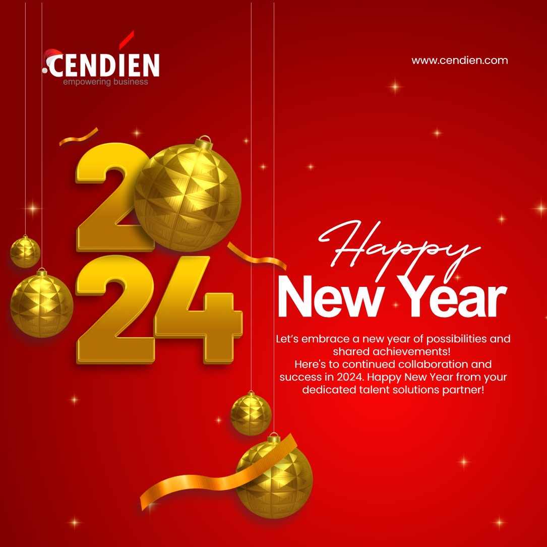 cendien's tweet photo. As your dedicated talent solutions partner, we reflect on our collaborative journey with gratitude. ​
Here's to continued success and shared achievements in the upcoming year. 

#Cendien #Humanresources #staffing #recruitment #consulting https://t.co/ehmwjVT9HR
