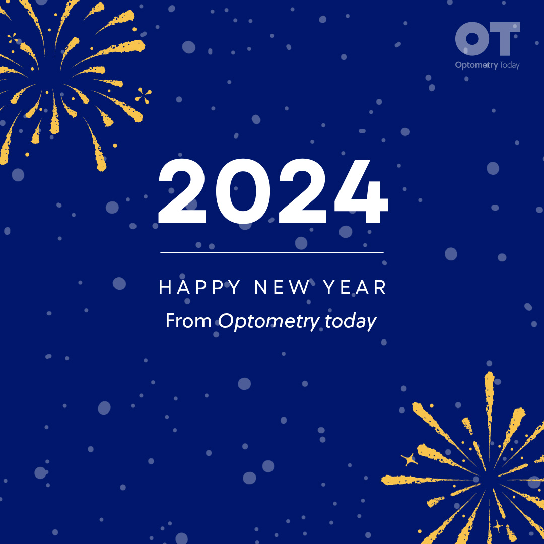 OptometryToday's tweet photo. OT would like to wish everyone a happy new year. We hope 2024 proves to be an excellent year for all. #HappyNewYear⁣ 🎉 ⭐️ #OptometryToday #OT https://t.co/vbc2GODEcZ