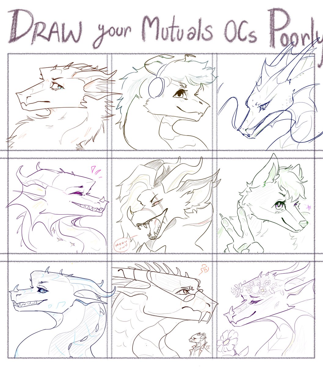 Finally finished drawing my mutuals OCs poorly haha 

Ty for letting me do this with ur characters 💖 (also thus was an amazing way to start the year hh)