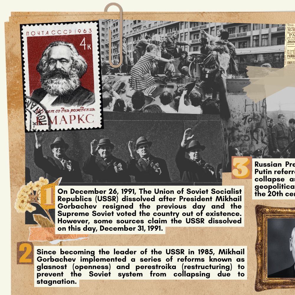 AngKasCoreGroup's tweet photo. [#YBDH - Collapse of the USSR]

On December 26, 1991, the Soviet Union, one of the global superpowers during the Cold War, dissolved into 15 independent countries. Its last leader, Mikhail Gorbachev, resigned the previous day.

See full post on: https://t.co/U3KhNVWDBM https://t.co/VZbWg6XdoQ