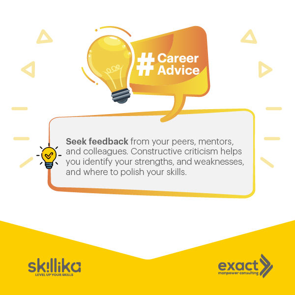 ExactManpower's tweet photo. Level up your career with valuable feedback. 🚀

Getting feedback is one of the ways you can make the most of 2024 by learning in what areas you need to and can improve.  

#Skillika #LevelUpYourSkills #ExactManpower #CareerAdvice #ConstructiveFeedback https://t.co/o2gGh4nn7A