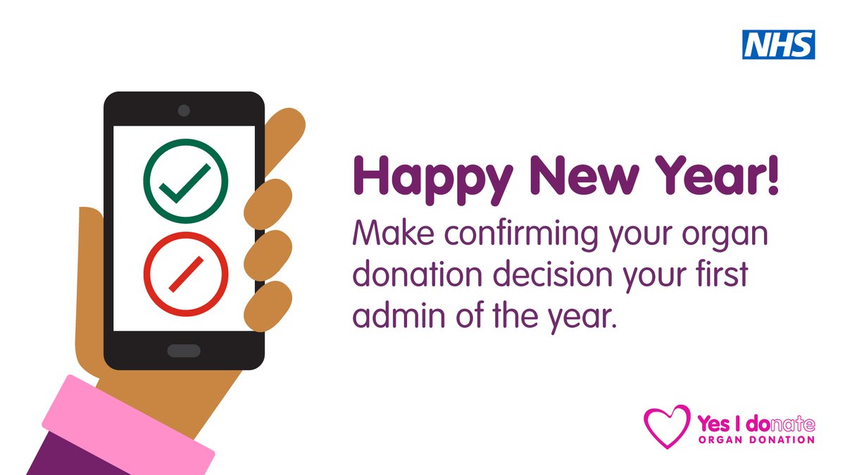 We’re wishing everyone a #HappyNewYear! 🥳 Make confirming your organ donation decision one of the first things you do in 2024. You could save up to 9 lives as an organ donor, and help many more people as a tissue donor. 💕 Click here ➡️ orlo.uk/HItsw