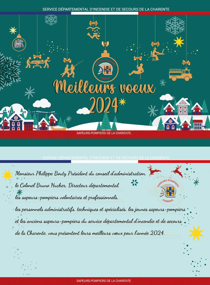 Pompiers de la Charente (@sdis16) on Twitter photo #meilleursvœux2024
Le <a href="/SDIS16/">Pompiers de la Charente</a> vous présente ses meilleurs vœux pour cette nouvelle année 😁 #meilleursvœux2024
Le <a href="/SDIS16/">Pompiers de la Charente</a> vous présente ses meilleurs vœux pour cette nouvelle année 😁